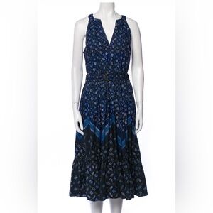 Ulla Johnson Aquamarine Navy and Black Midi Dress